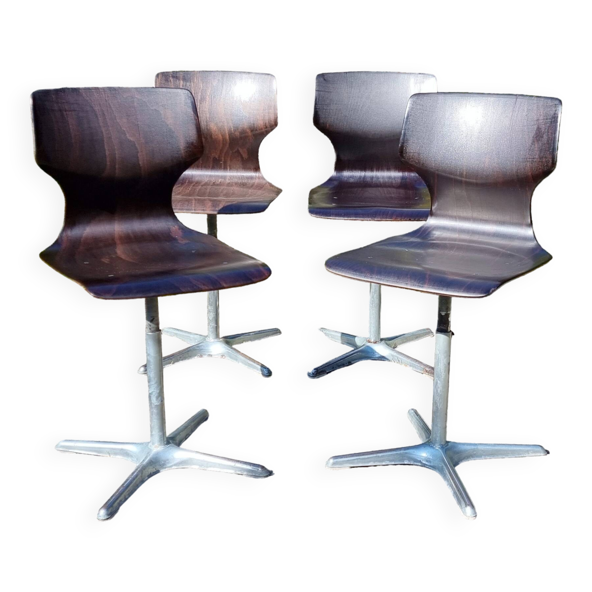 4 Pagwood Pagholz Flototo chairs from the 70s