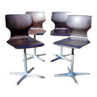 4 Pagwood Pagholz Flototo chairs from the 70s