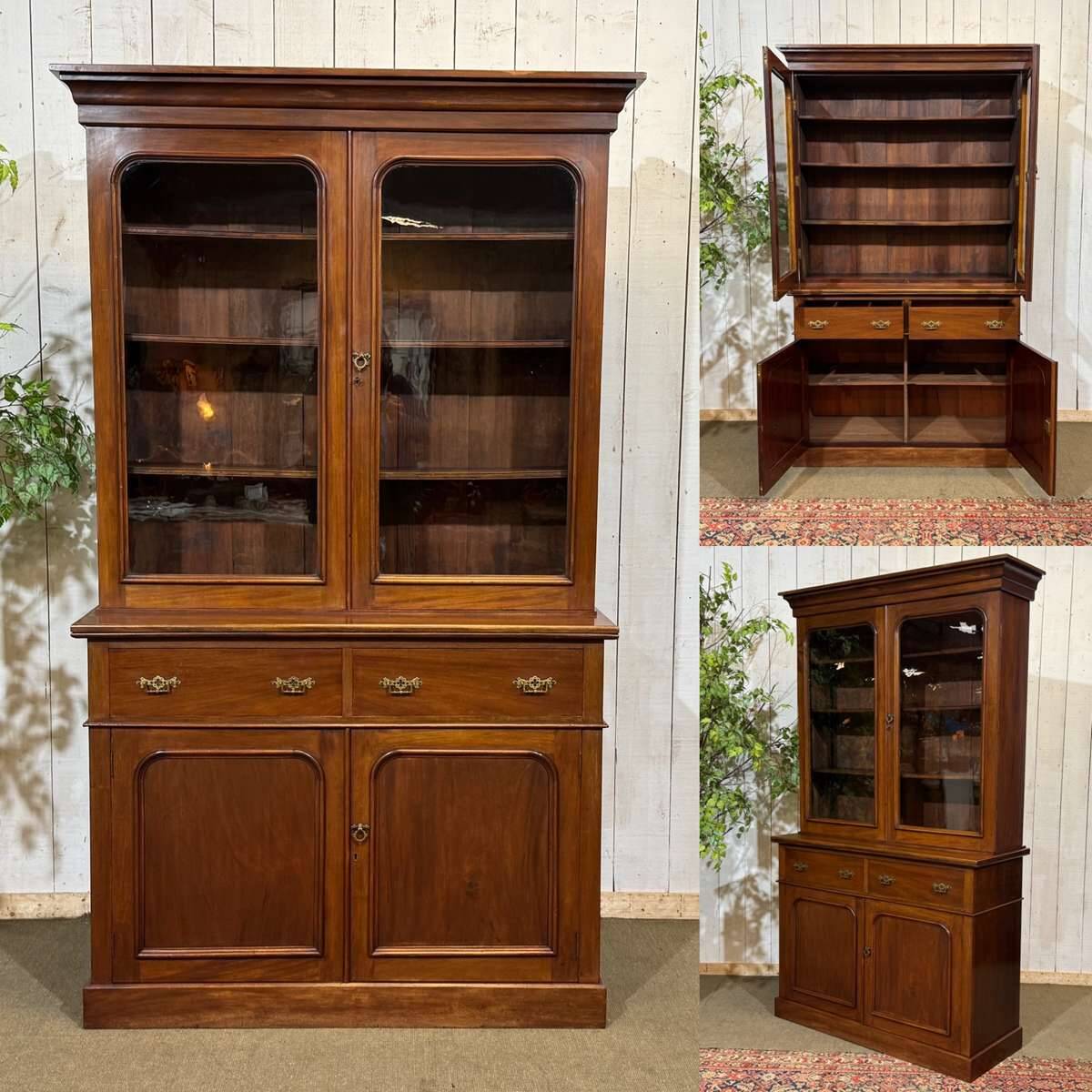 Victorian 19th-century mahogany two-body library