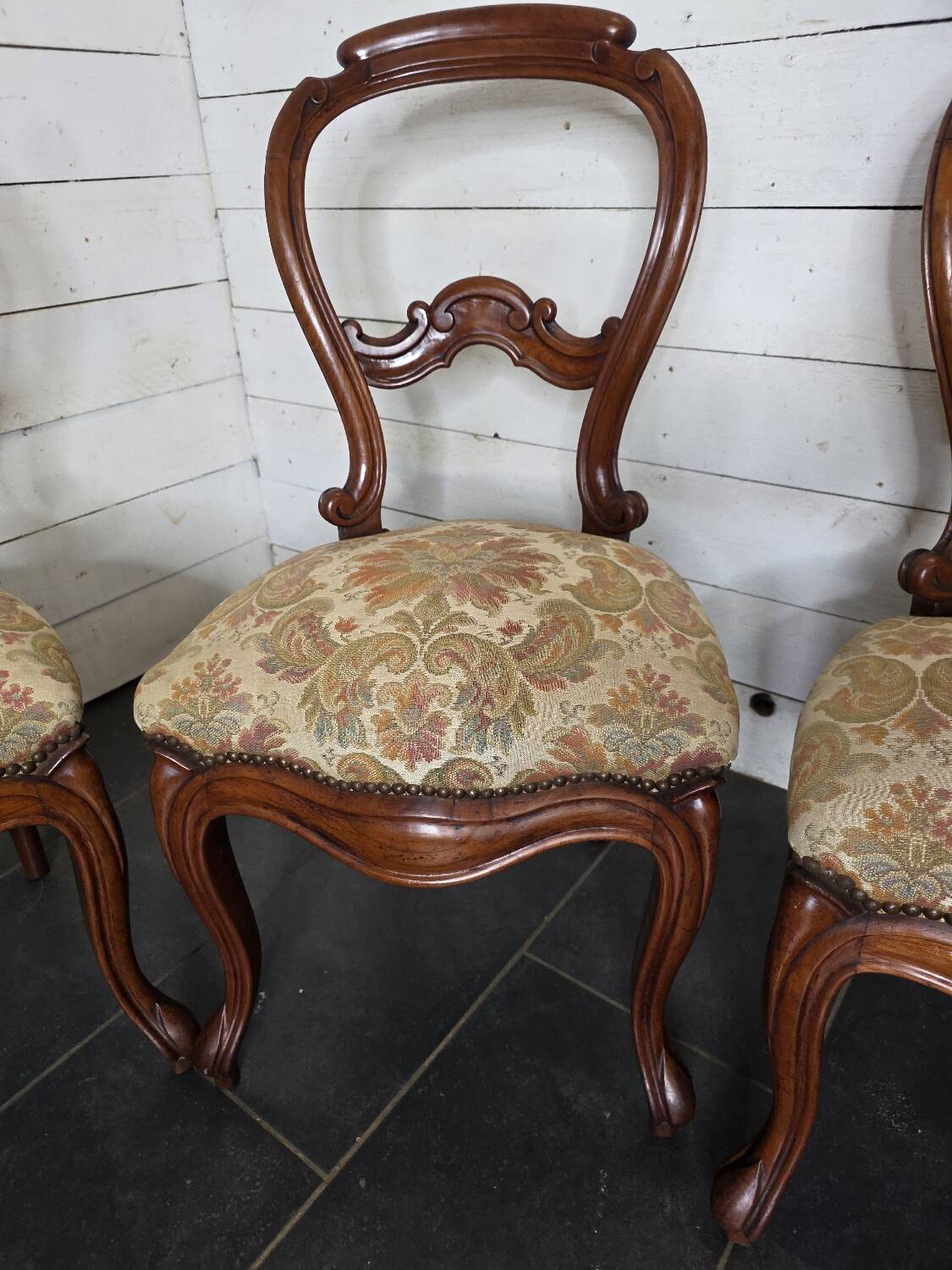 4 Louis Philippe style chairs from the 19th century in cherry wood.