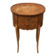 Oval side table in marquetry wood, Louis XVI style - early 20th century