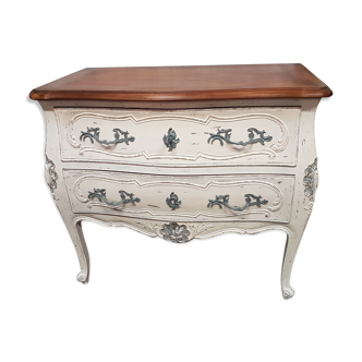 Beautiful curved chest of drawers in patinated Louis XV style