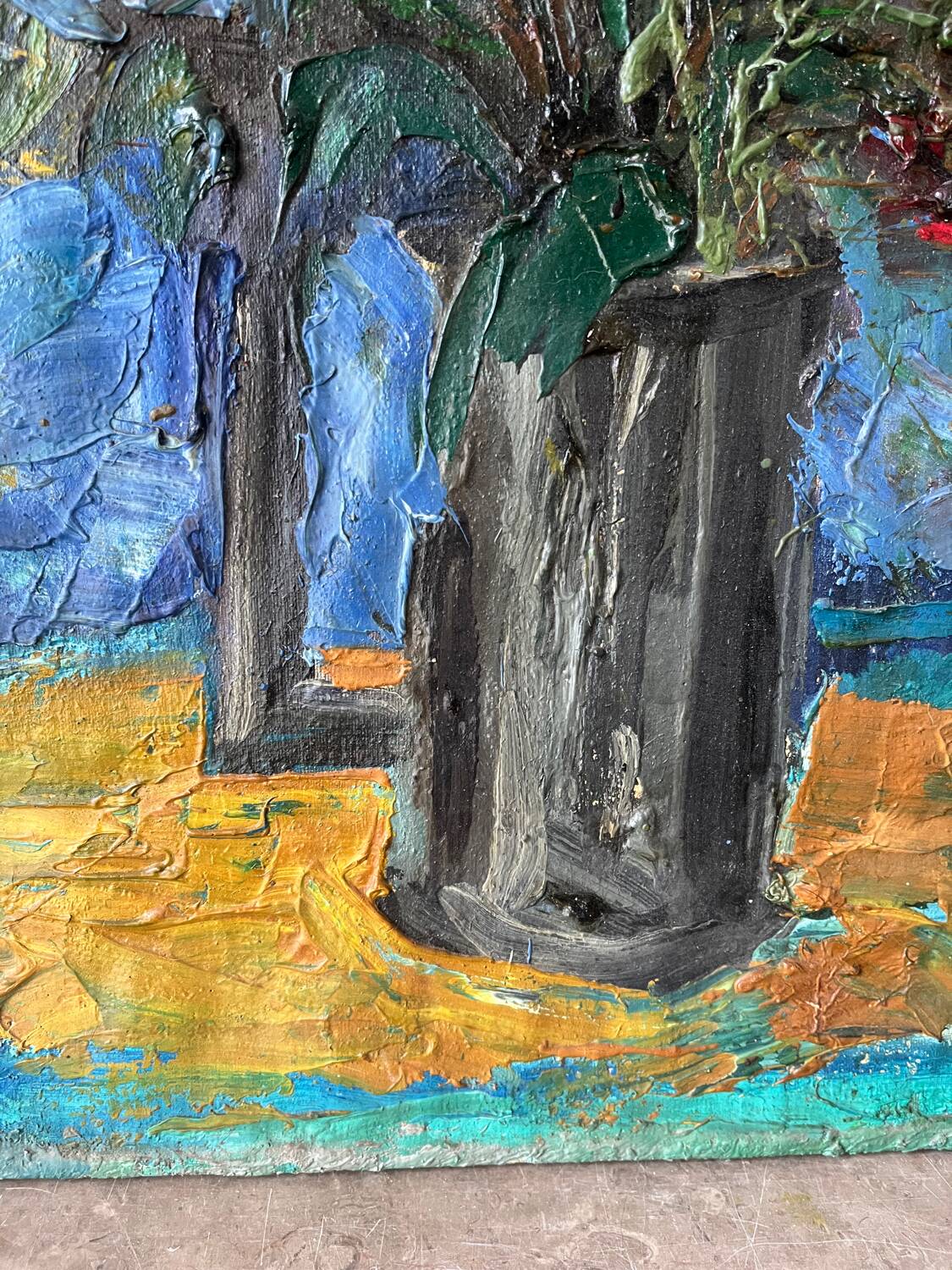 Flower bouquet, knife technique, signed