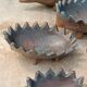 Vintage patinated metal hedgehog ashtrays – Greece
