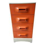 Meuble chiffonnier 4 tiroirs Flair  orange Français 1970 Vintage