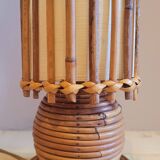 Old vintage Louis Sognot rattan lamp from the 50s and 60s
