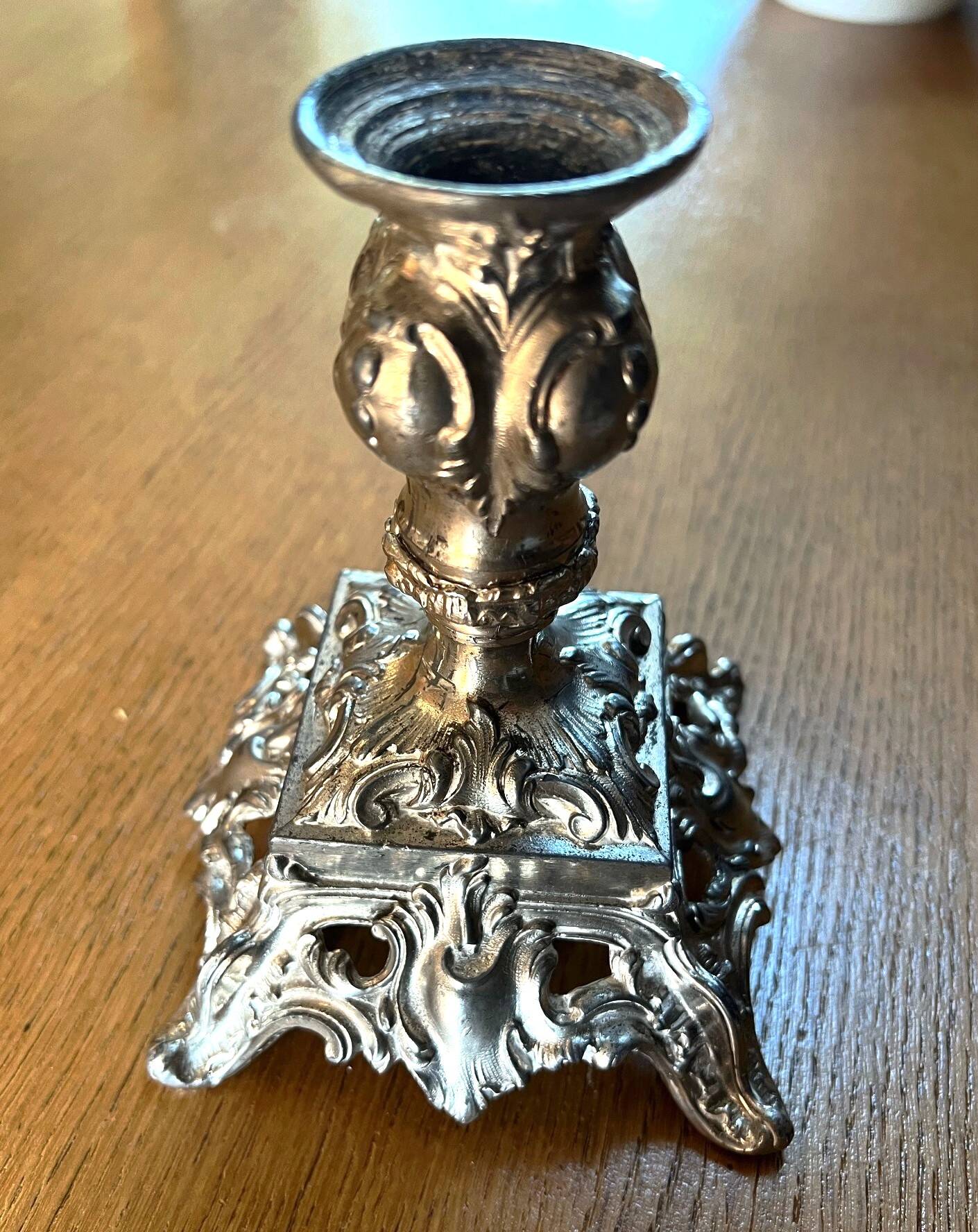 Numbered silver candlestick in Louis XV Rocaille style