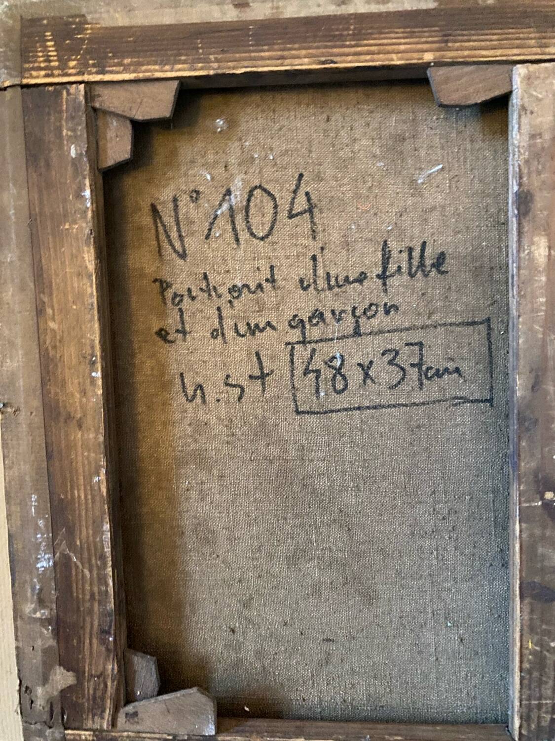 Old portrait of a girl and boy