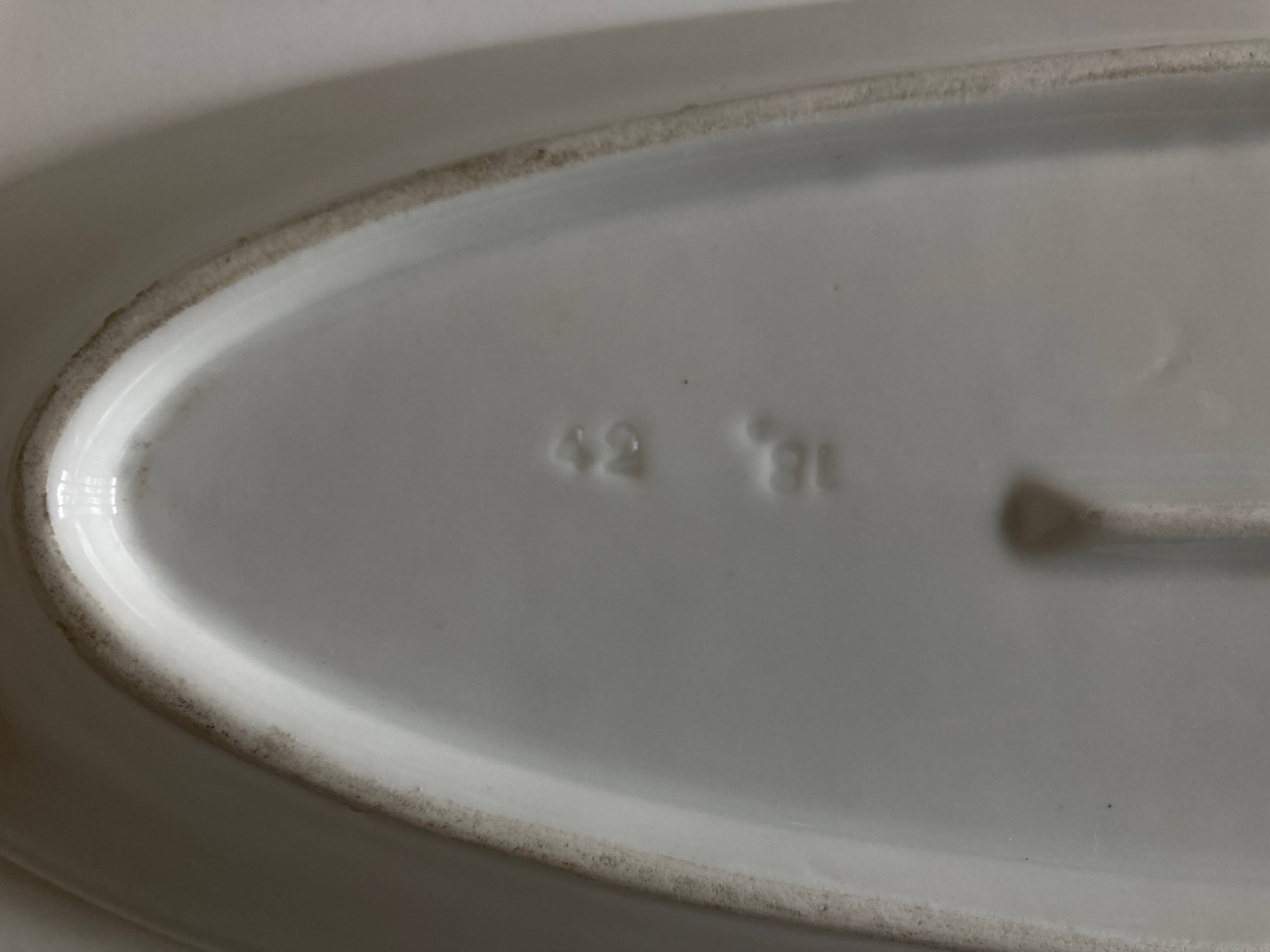 19th century white porcelain shuttle centerpiece dish