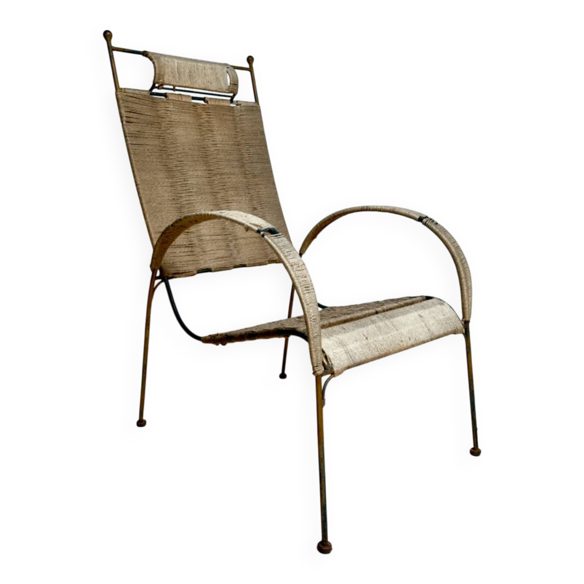 Armchair made of wrought iron and rope