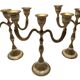 Set of 3-light brass candlesticks with mother-of-pearl intrusion