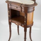 Louis XVI style walnut and marble cabinet