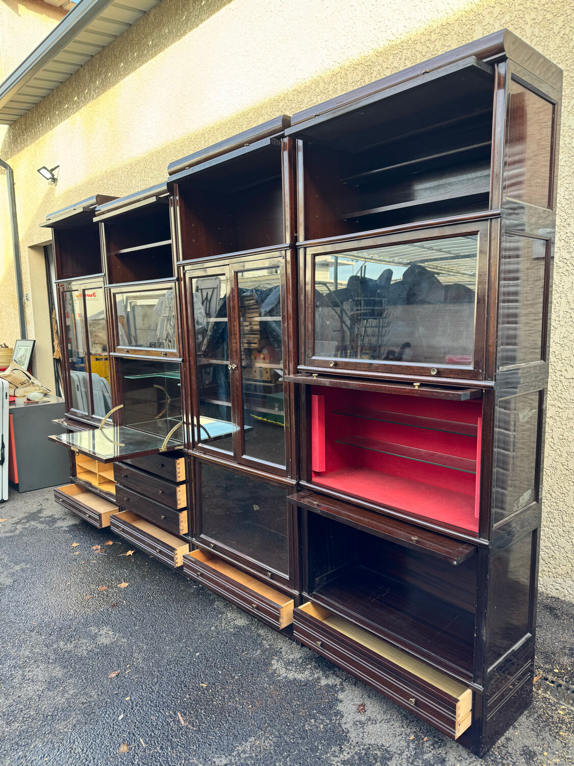 Modular library MD design 1975 mahogany