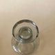 Small carafe in blown cut glass with engraved decoration of vine leaves and grapes, threaded stopper