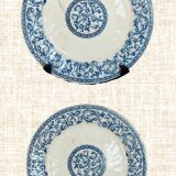 Antique dinner plates - Gien circa 1890 - Rouen blue garland pattern