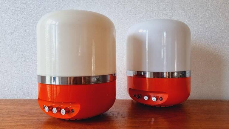 Two Midcentury Table Lamps, Space Age, Adriano Rampoldi, Italy, 1970s
