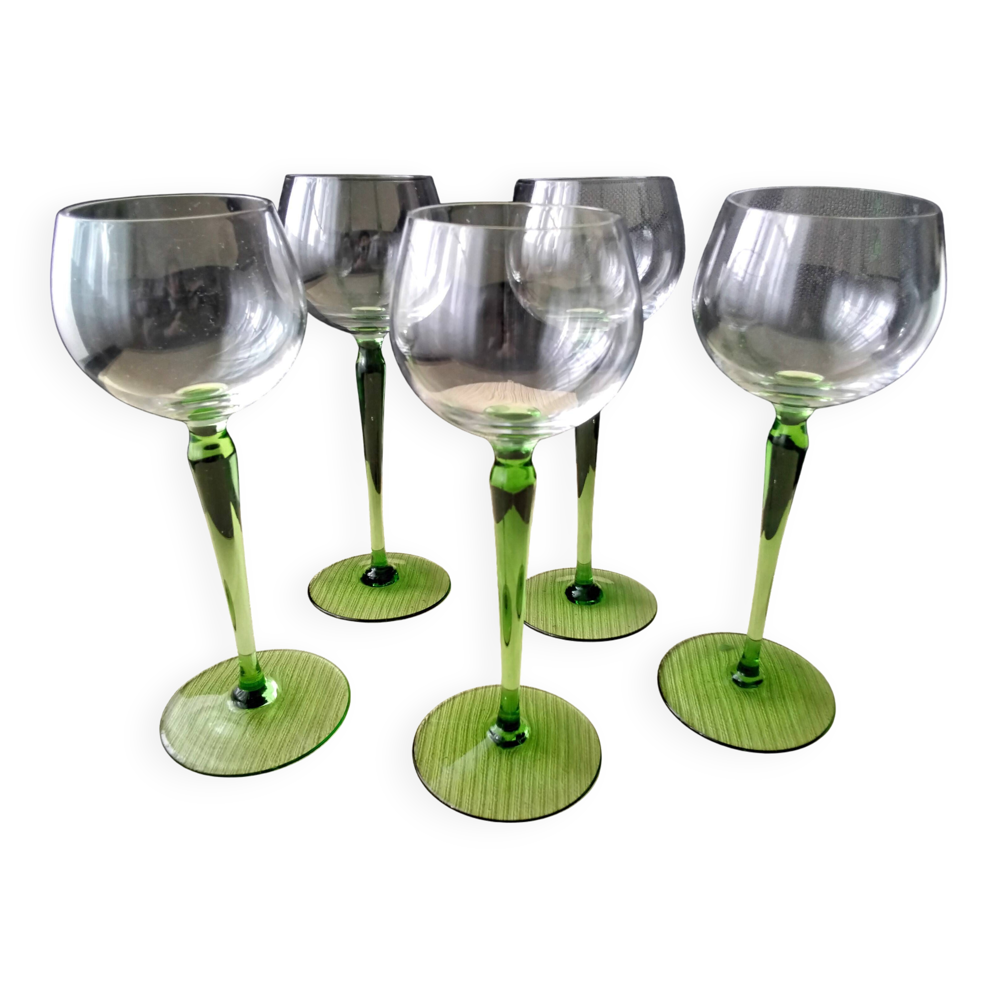 5 plain glass Alsace white wine glasses