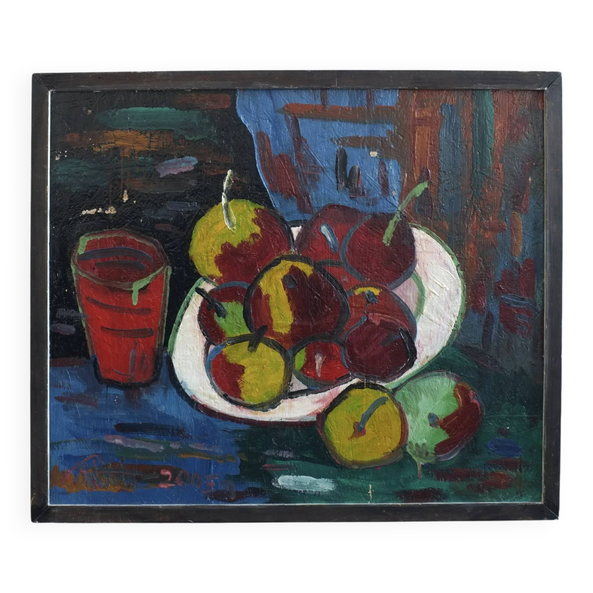 Uldis Rēdelis still life painting "With red vessel" | Latvia | 2005