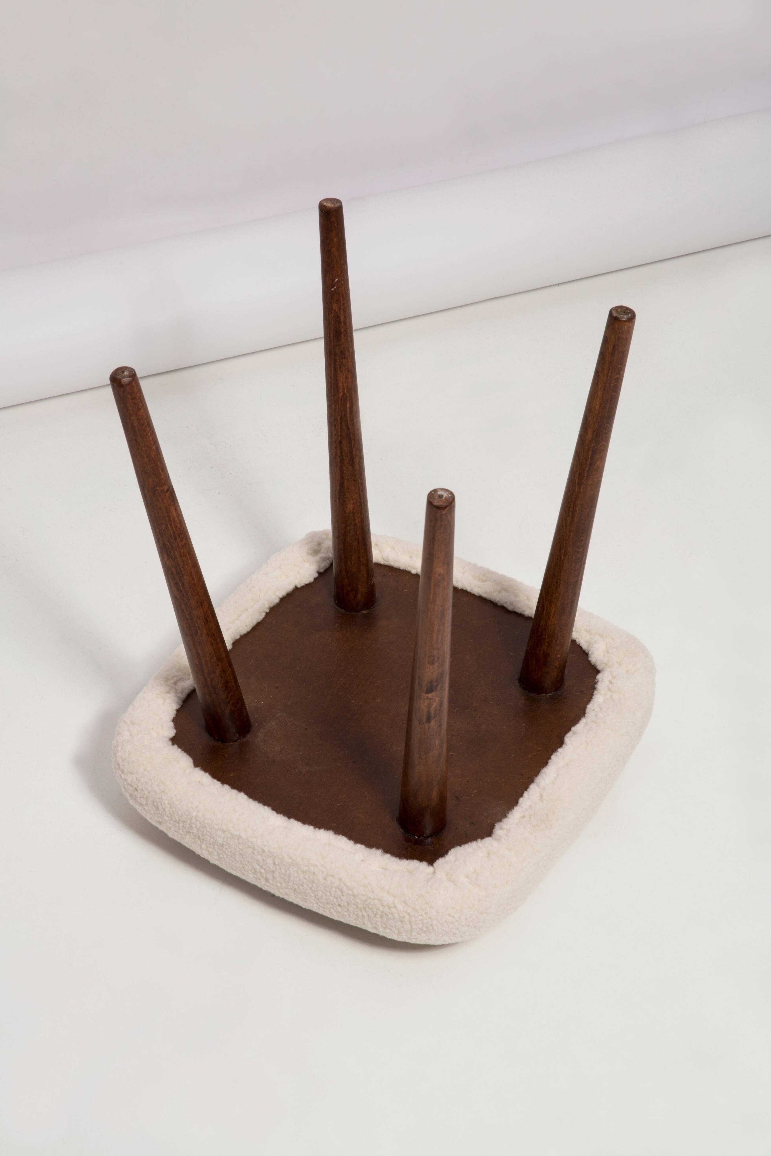 Light Beige Boucle Stool Mid-Century Modern, Europe, 1960s