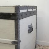 Malle ancienne restaurée bois gris et zinc