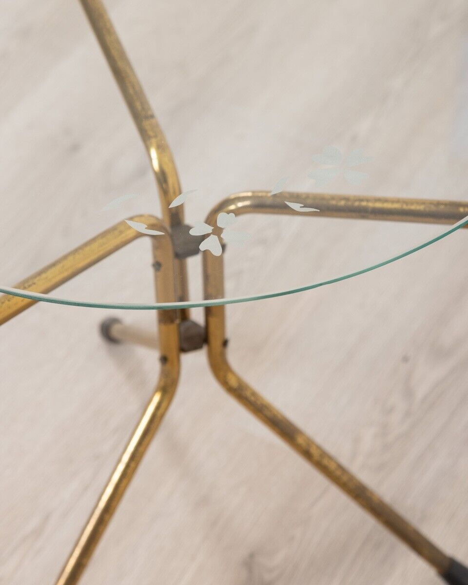 Table basse vintage des années 1950 avec design italien en verre décoré
