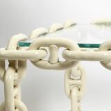 1970s XL Coffee Table Made of Nautical Iron Chain with a Thick Glass Plate