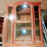 Large Louis XVI style display case with mahogany veneer and decorative bronzes