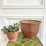 Wicker cane basket planter