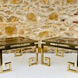 Pair of brass and glass side tables circa 70/80