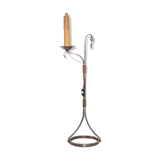 Lampe de plancher fer forgé Ryckaert JP, Lampadaire fer forgé et cuir, lampe de salon, 60's