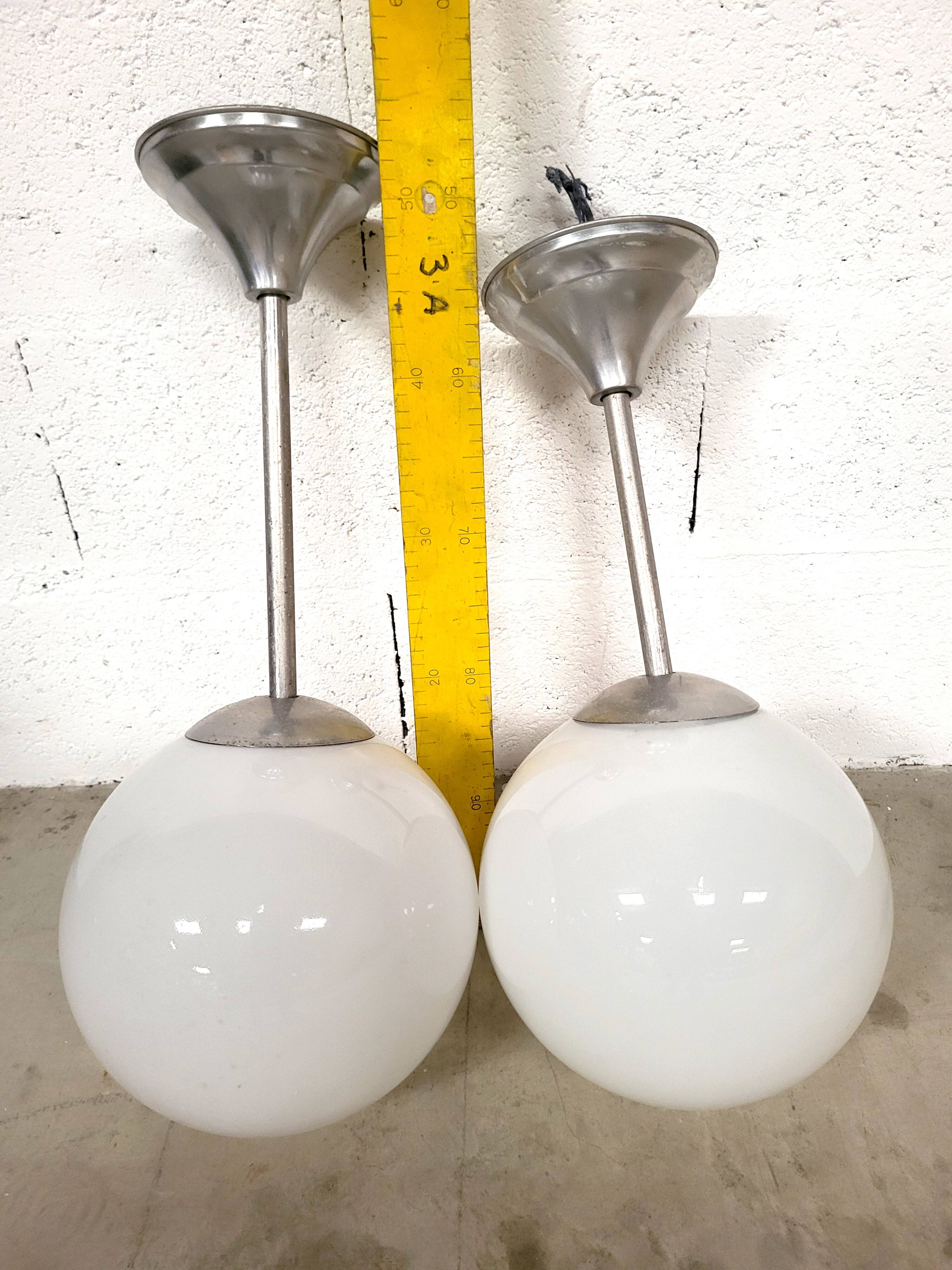 30 pendant lights, opaline chandeliers from the 50s