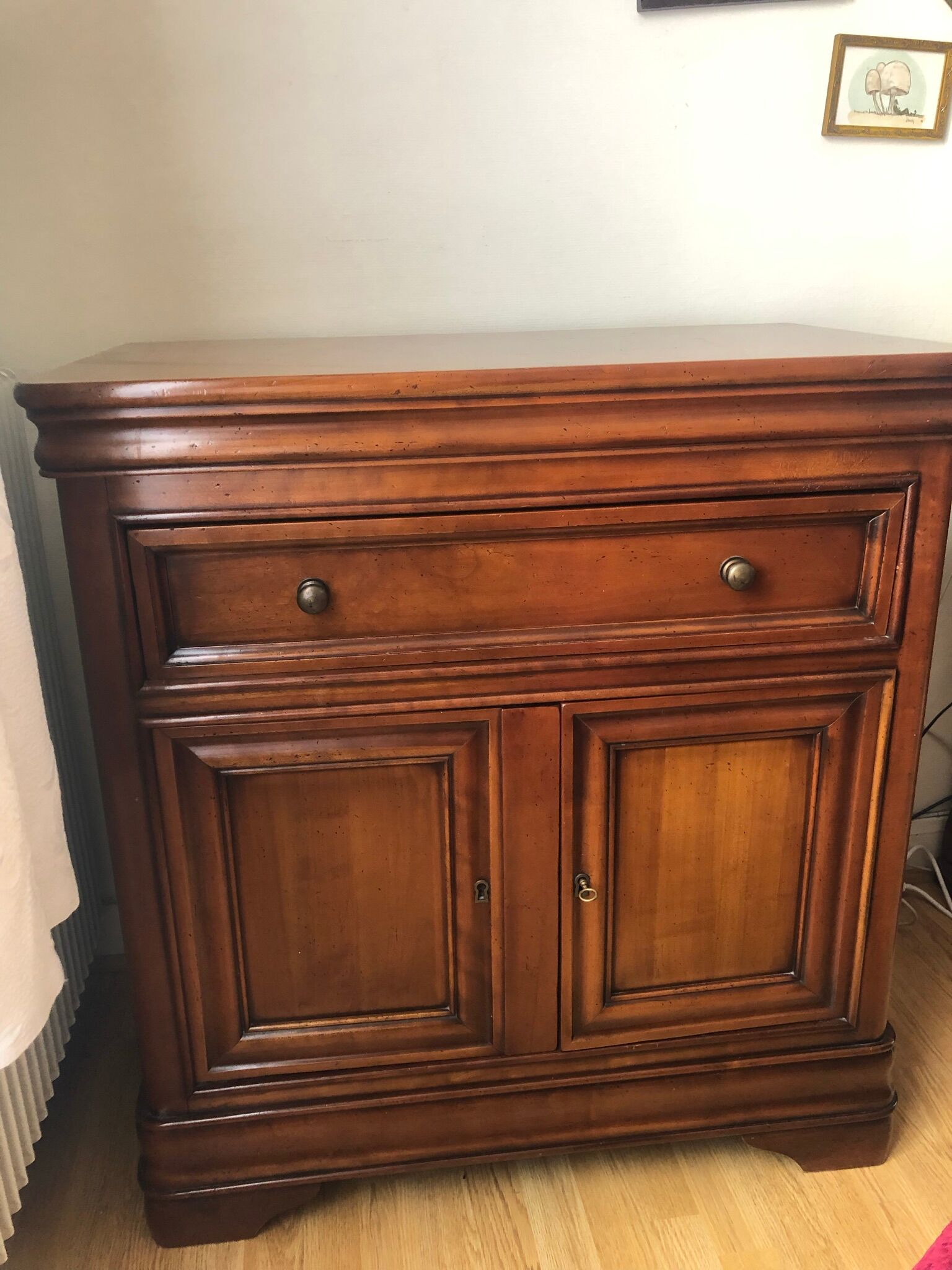 Solid cherry TV stand made in France