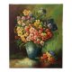 Grande nature morte de fleurs colorées signée 60x50cm