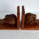 Vintage wooden bookends weeping Buddha