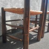 Pair of brutalist wood mulched chairs
