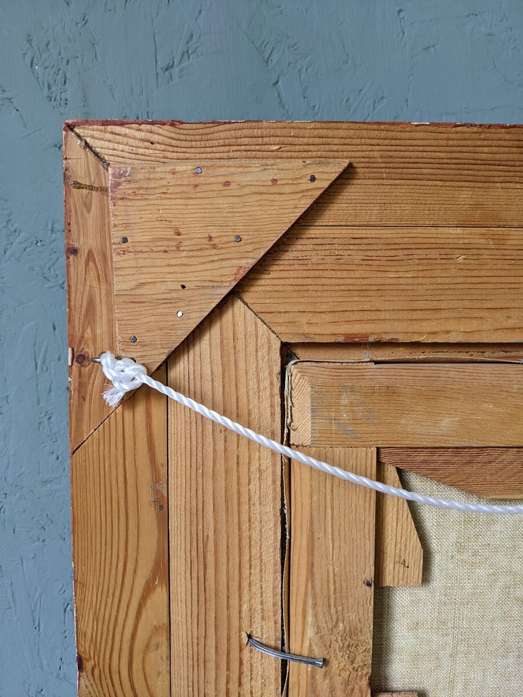 1951 Mid-Century Modern "Figures in Colour" Vintage Geometric Abstract Figurative Oil Painting, Fram