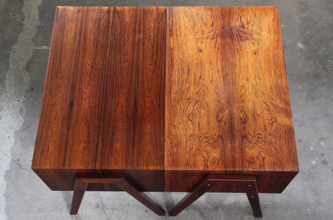 Vintage set of Danish rosewood bedside sewing nests attributed to Erling Torvits, 1960s