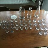 Glassware set with carafes, pitcher and bottle coasters