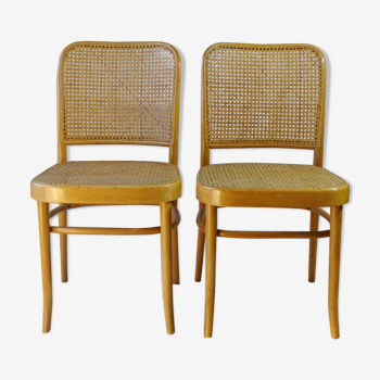 Set de 2 chaises Prague Thonet N°811 blondes Ca 1970