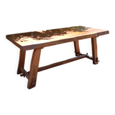 Table de ferme brutaliste vintage