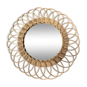 Miroir en rotin vintage