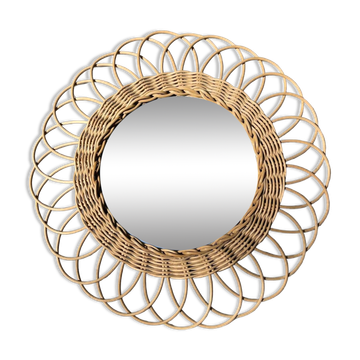 Miroir en rotin vintage