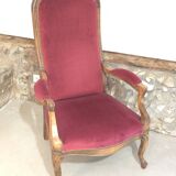 Voltaire red velvet armchair
