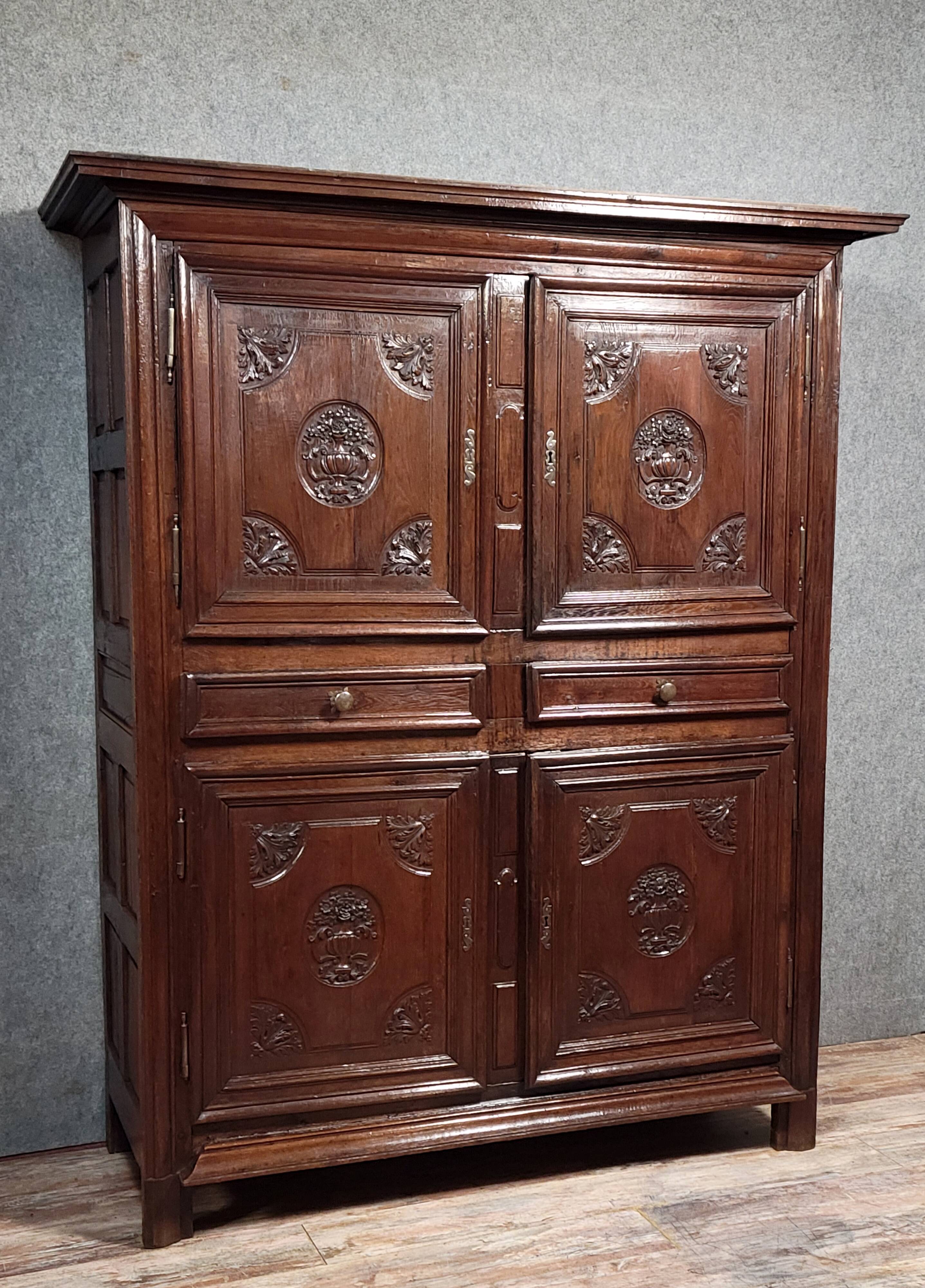 Louis XIII period four-door buffet in solid oak