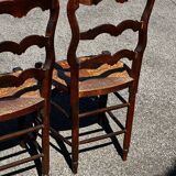 Set of 4 Louis XV straw chairs – solid wood – curved backrest