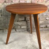 Vintage pedestal table in beech veneer 50'S