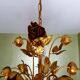 Lustre 3 feux doré décor de roses