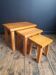 3 nesting tables in vintage elm, brutalist design.