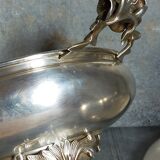 Alpaca silver metal serving dish with flowers