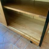 Small vintage row with sliding doors, metal legs Circa 50's